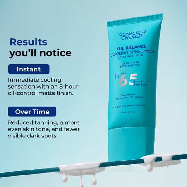 Conscious Chemist Oil Balance Cooling Sunscreen Spf 65 Pa++++ Uva/Uvb Protection | Matte Gel | 50Ml