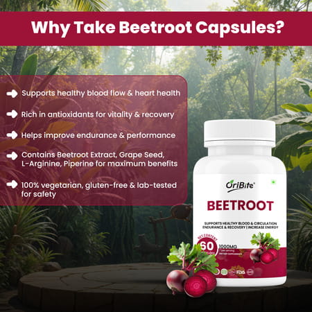 Oribite Beetroot 1000Mg Capsules For Stamina & Circulation 60 Capsules