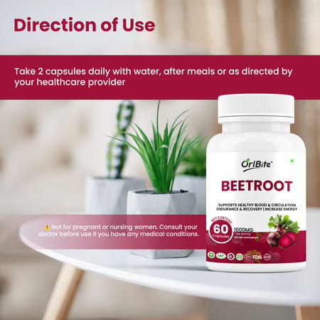 Oribite Beetroot 1000Mg Capsules For Stamina & Circulation 60 Capsules