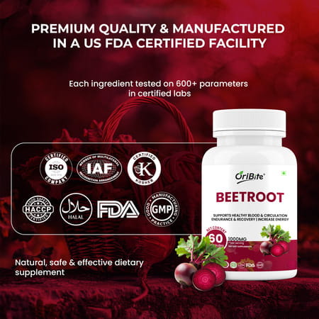Oribite Beetroot 1000Mg Capsules For Stamina & Circulation 60 Capsules