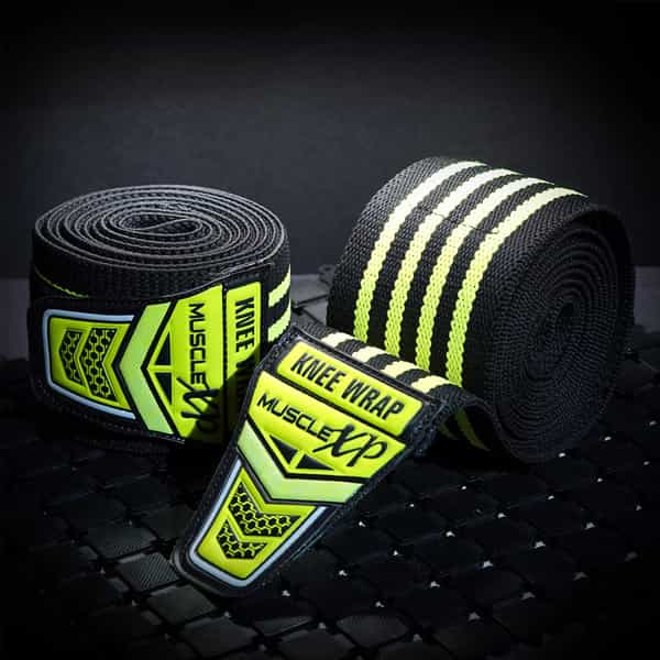 Musclexp Drfitness+ Knee Wraps For Cross Training Lightweight & Comfortable (Black & Green) 1 Pair