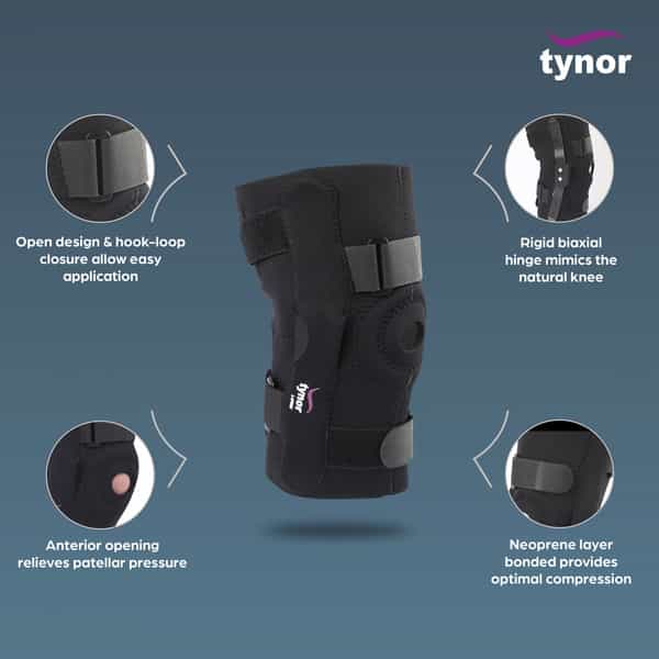 Tynor Knee Wrap Hinged (Neo) Black Medium 1 Unit
