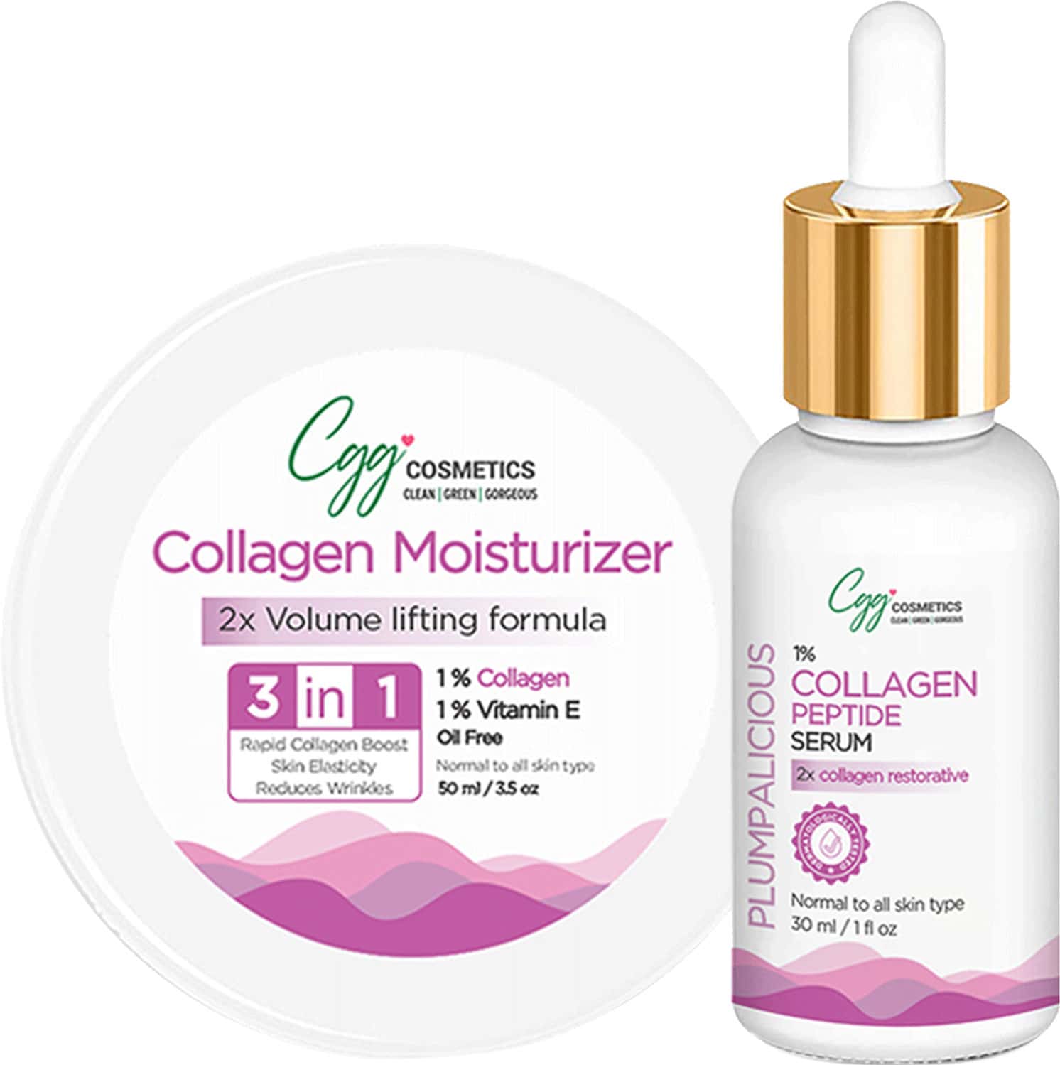 Cgg Cosmetics Collagen Serum 30ml And Moisturizer 50ml Combo Packs