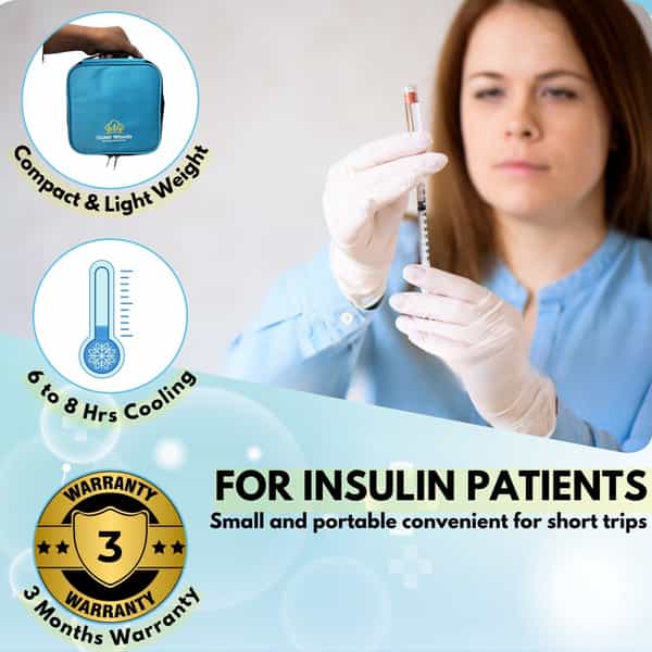 Outer Woods Insulin Cooler Bag With 2 Ice Gel Packs | 6+ Hrs Cooling | With Glucometer Pocket - Blue