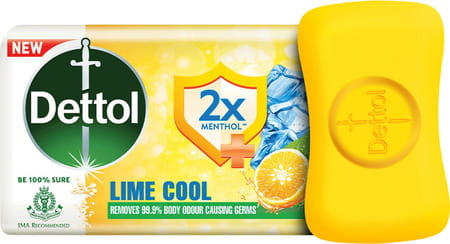 Dettol Lime Cool Bathing Soap Bar With 2x Menthol & Long Lasting Freshness - 125g