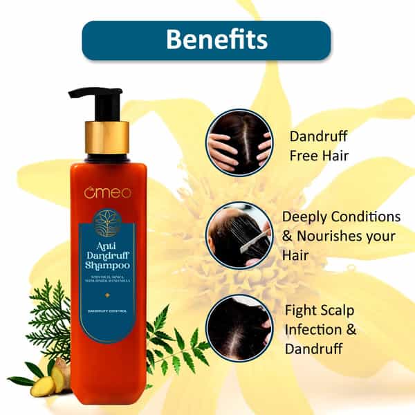 Omeo Anti Dandruff Shampoo | With Neem | Ginger | Arnica | Calendula & Thuja (200Ml)