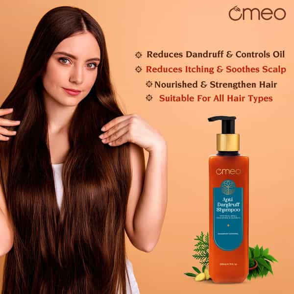 Omeo Anti Dandruff Shampoo | With Neem | Ginger | Arnica | Calendula & Thuja (200Ml)