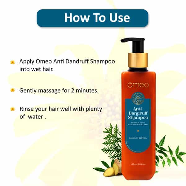 Omeo Anti Dandruff Shampoo | With Neem | Ginger | Arnica | Calendula & Thuja (200Ml)
