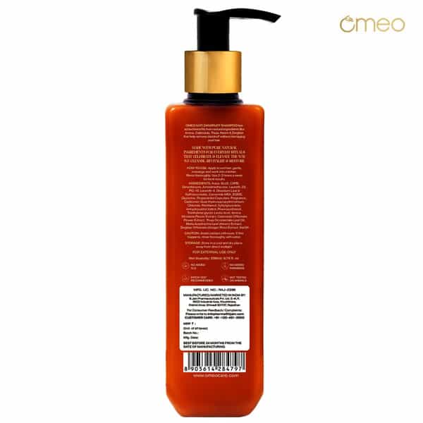 Omeo Anti Dandruff Shampoo | With Neem | Ginger | Arnica | Calendula & Thuja (200Ml)