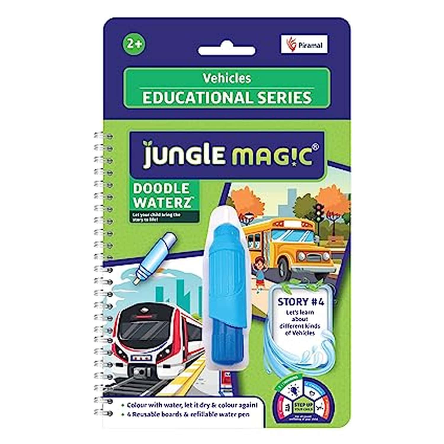 Jungle Magic Doodle Waterz - Reusable I Water Colouring Book - Numbers