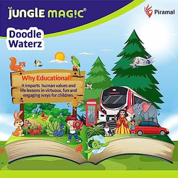 Jungle Magic Doodle Waterz - Reusable I Water Colouring Book - Numbers