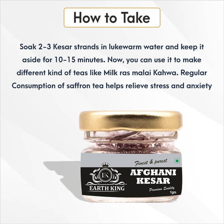 Earth King Natural & Finest A++ Grade Afghani Kesar Thread Saffron/Keshar/Zafran/Jafran|Cooking - 1g