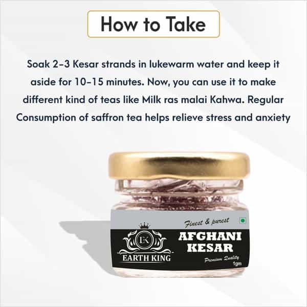 Earth King Natural & Finest A++ Grade Afghani Kesar Thread Saffron/Keshar/Zafran/Jafran|Cooking - 1G