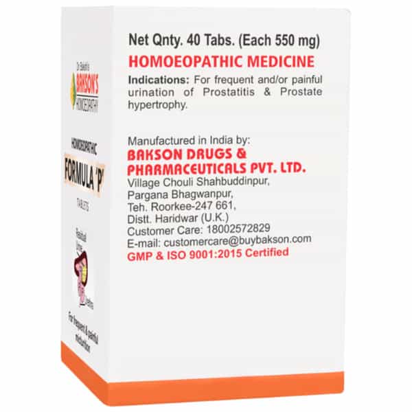 Baksons Homoeopathy Homoeopathic Formula P Tablet 40 No's
