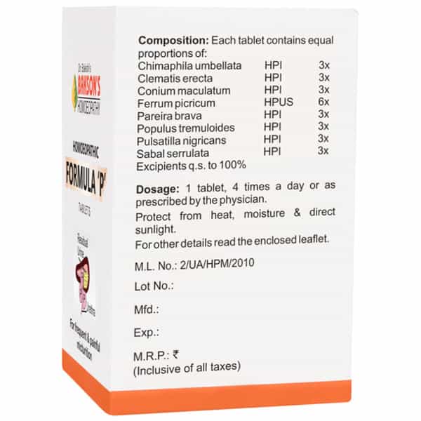 Baksons Homoeopathy Homoeopathic Formula P Tablet 40 No's
