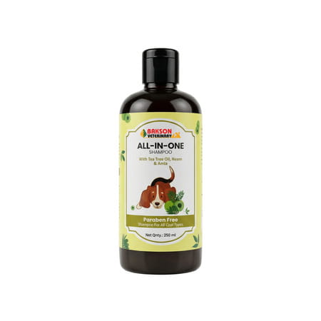 Bakson Veterinary All In One Shampoo With Tea Tree Oil Neem& Amla Paraben Free Shampoo 250 Ml