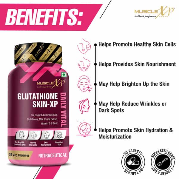 Musclexp Glutathione Skin-Xp Daily Vital 30 Veg Capsules (Pack Of 2)