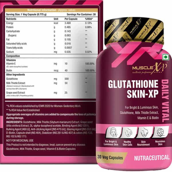 Musclexp Glutathione Skin-Xp Daily Vital 30 Veg Capsules (Pack Of 2)
