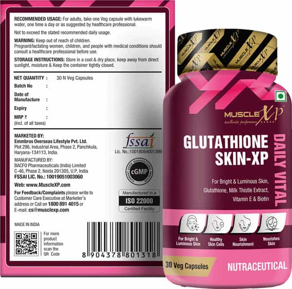 Musclexp Glutathione Skin-Xp Daily Vital 30 Veg Capsules (Pack Of 2)