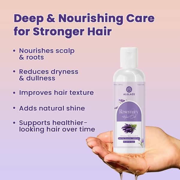 Alglaze Rosemary Hair Oil | Reduces Hair Fall | Rosemary Hibiscus & Avocado Oil | 100Ml