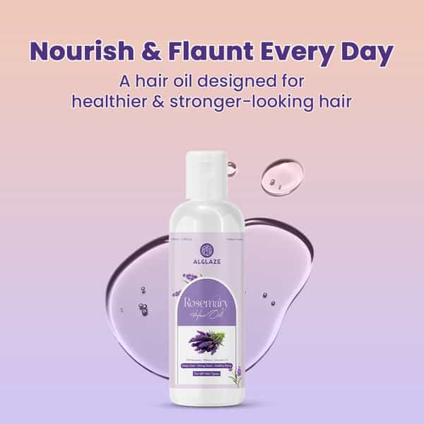 Alglaze Rosemary Hair Oil | Reduces Hair Fall | Rosemary Hibiscus & Avocado Oil | 100Ml