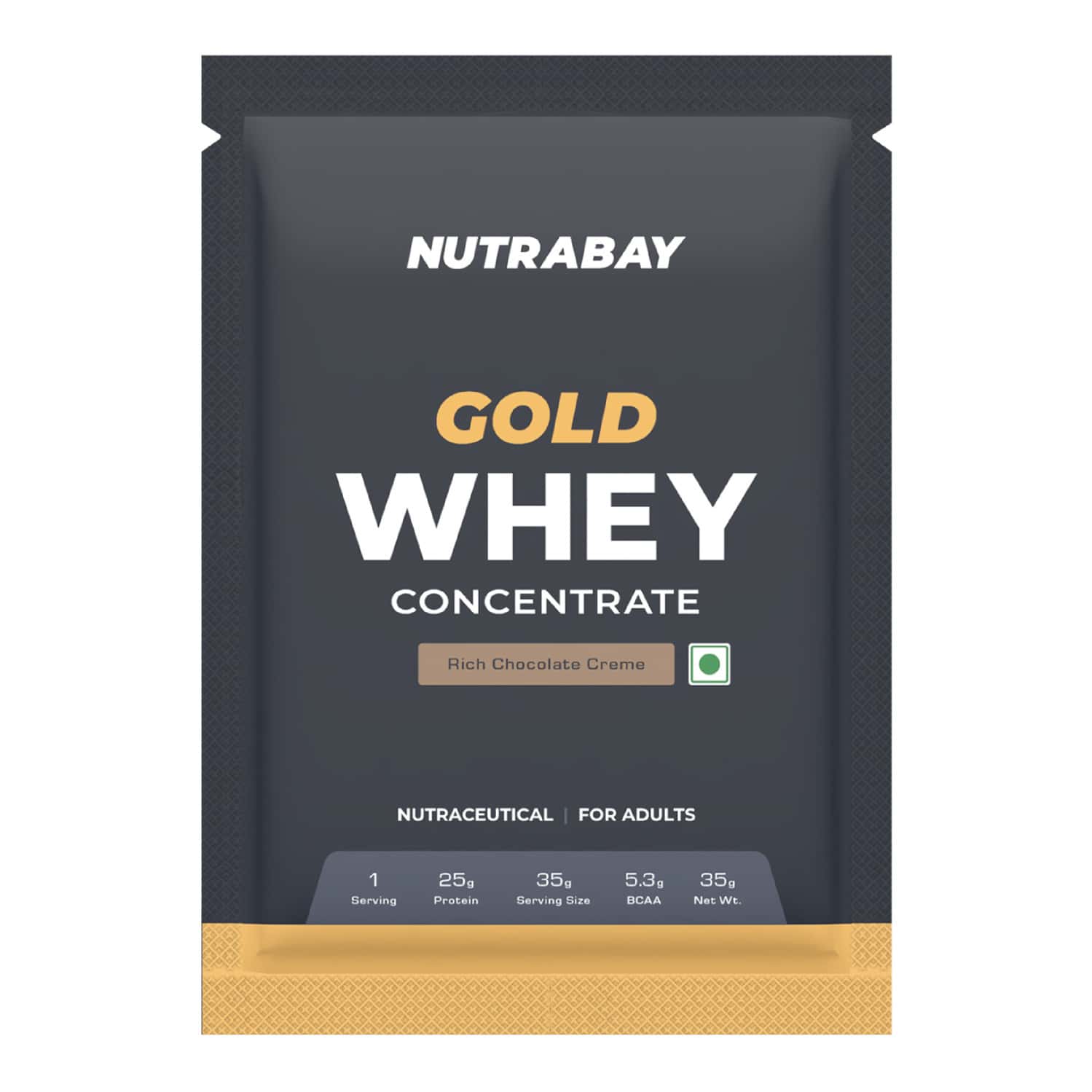 Nutrabay Gold Whey Protein Concentrate Powder - Rich Chocolate Creme 25g Protein | 35g