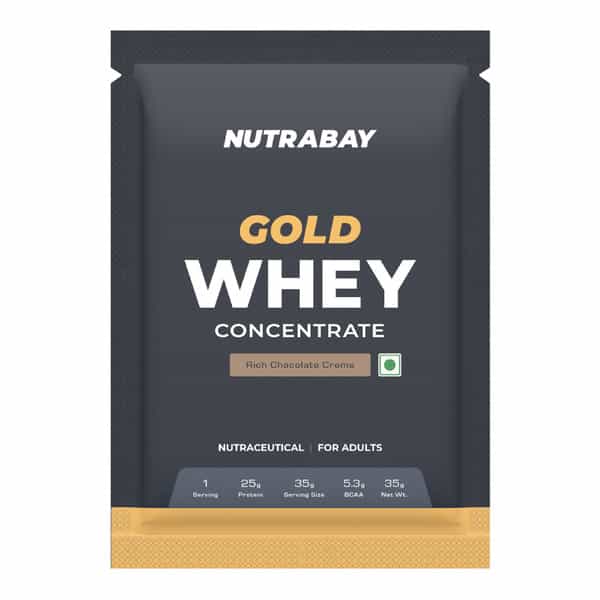 Nutrabay Gold Whey Protein Concentrate Powder - Rich Chocolate Creme 25G Protein | 35G