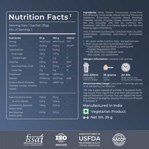 Nutrabay Gold Whey Protein Concentrate Powder - Rich Chocolate Creme 25G Protein | 35G