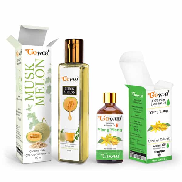 Pack Of 2 Ylang Ylang Essential Oil & Musk Melon Carrier Oil - 100% Natural Therapeutic Cold Pressed