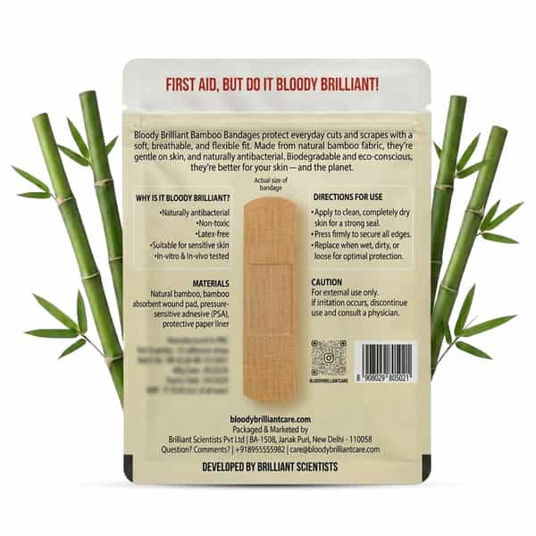 Bloody Brilliant Bamboo Bandages | Hypoallergenic | 100% Natural Fiber | 72X19 Mm | Pack Of 20