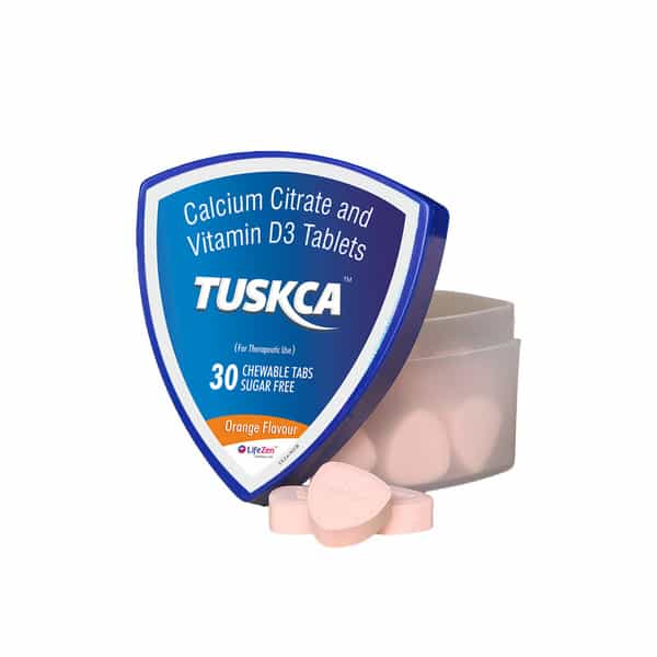 Tuskca Calcium Chewable Tablets With Vitamin D3 | Strong Bones | Joints & Muscles | 2 X 30 Tablets