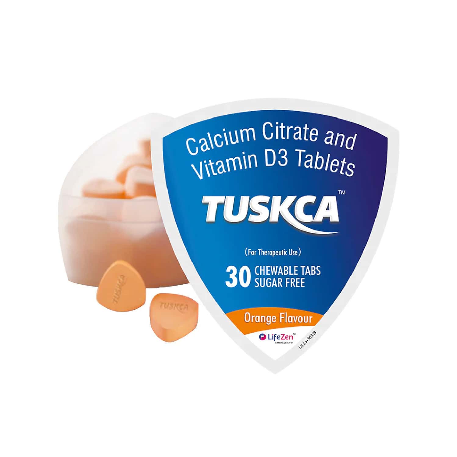 Tuskca Calcium With Vitamin D3 Sugar Free Orange Chewable Tablet Orange - 30 (pack Of 2)