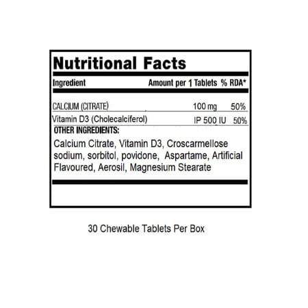 Tuskca Calcium With Vitamin D3 Sugar Free Orange Chewable Tablet Orange - 30 (Pack Of 2)