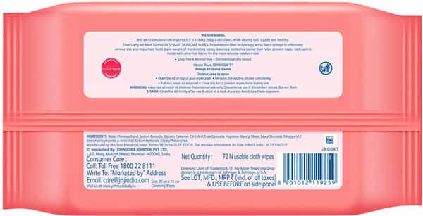 Johnson's Baby Wipes | Packet | 72 (Pack Of 2)