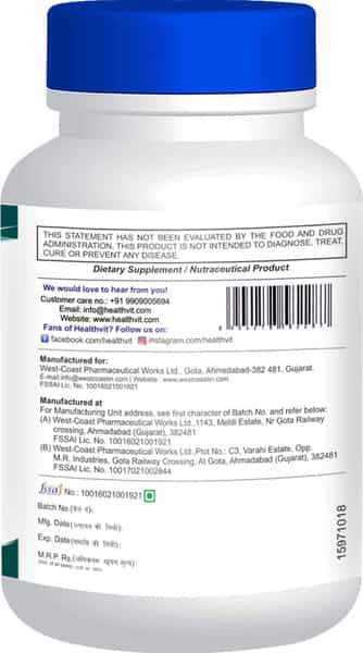 Healthvit Choline Bitartrate 500 Mg - 60 Tablets
