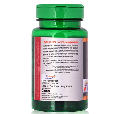 Cipzer Multivitamin 60 Capsules | Supports Immunity| Energy & Overall Wellness