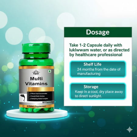Cipzer Multivitamin 60 Capsules | Supports Immunity| Energy & Overall Wellness