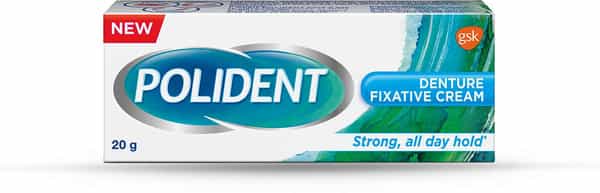 Polident Denture Fixative Cream Denture Adhesive For All Day Hold Of Dentures - 20 G