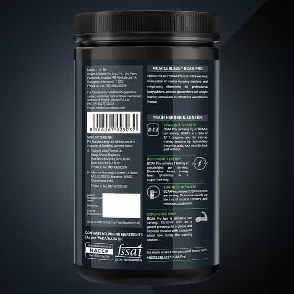 Muscleblaze Bcaa Pro | Powerful Intra Workout (Watermelon | 450 G | 30 Servings)