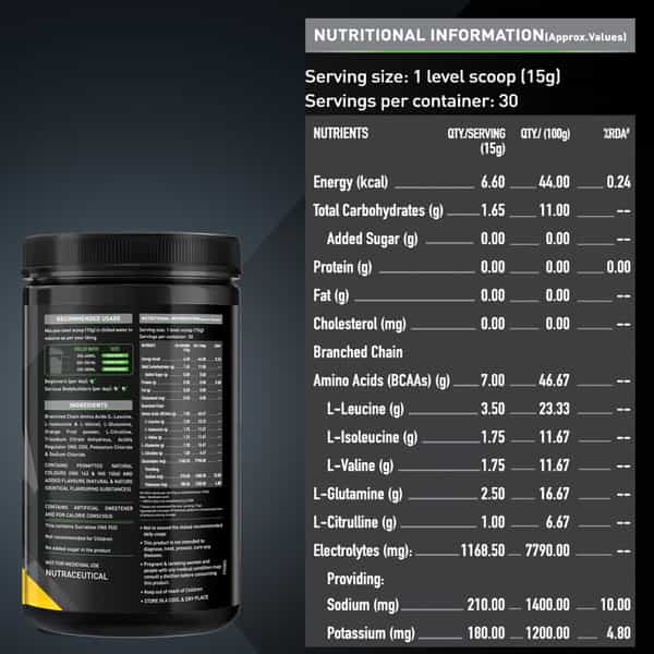 Muscleblaze Bcaa Pro | Powerful Intra Workout (Watermelon | 450 G | 30 Servings)