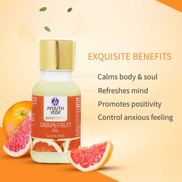 Ayouthveda Grapefruit Essential Oil For Aromatherapy To Uplift Mood & Rejuvenate Skin 15 Gm