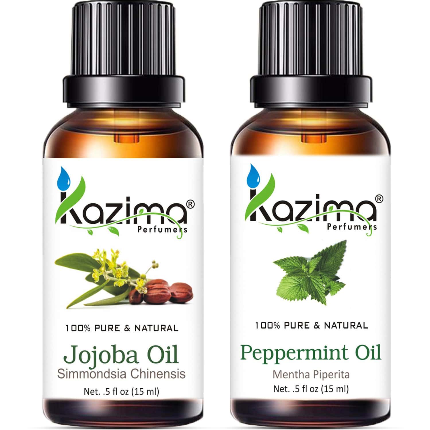 Kazima Combo Of Jojoba Oil And Peppermint Oil For Hair Growth Skin Care (Each 15ml )