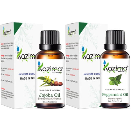 Kazima Combo Of Jojoba Oil And Peppermint Oil For Hair Growth Skin Care (Each 15ml )