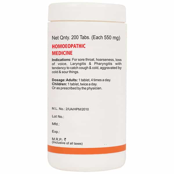 Dr Bakshi's Bakson Homoeopathy Throat Aid Tablet 200