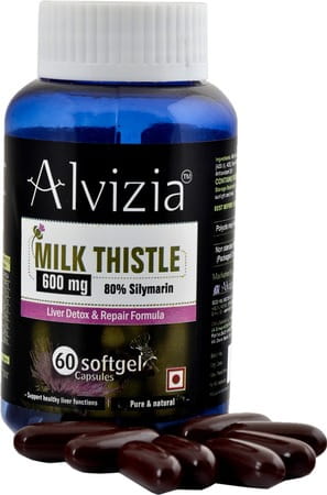 Alvizia Milk Thistle 600mg - 420mg Silymarine Multivitamin- 60 Softgel Capsules