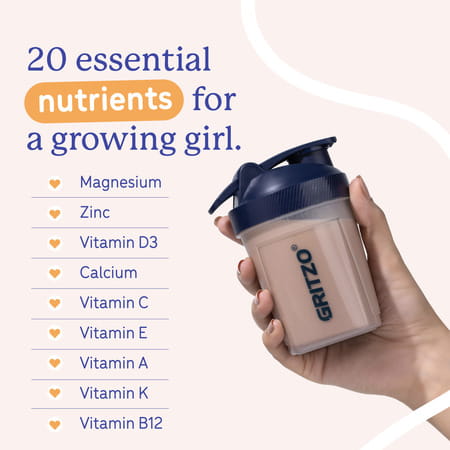 Gritzo Supermilk Overall Growth (7-9y Girls) | 9g Protein Powder (Double Chocolate | 800g)