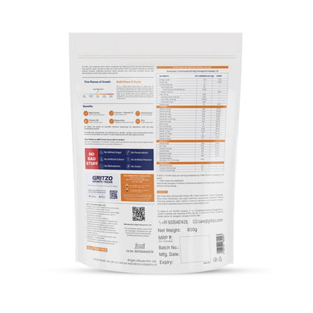 Gritzo Supermilk Overall Growth (7-9y Girls) | 9g Protein Powder (Double Chocolate | 800g)