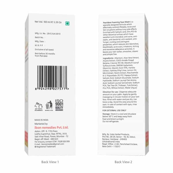 Pearldew Antiacne & Antipimple Foaming Face Wash 100 Ml | Salicylic Acid (Pack Of 2)