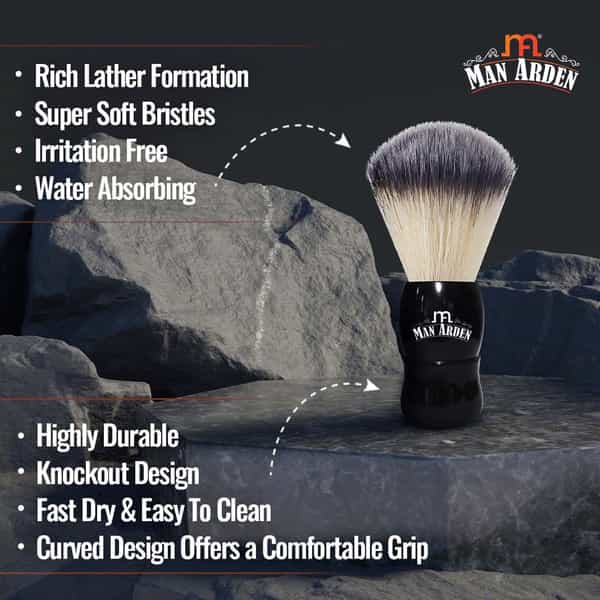 Man Arden Elegant Black Shaving Brush With Extra Soft Bristles + Shaving Cream 100G