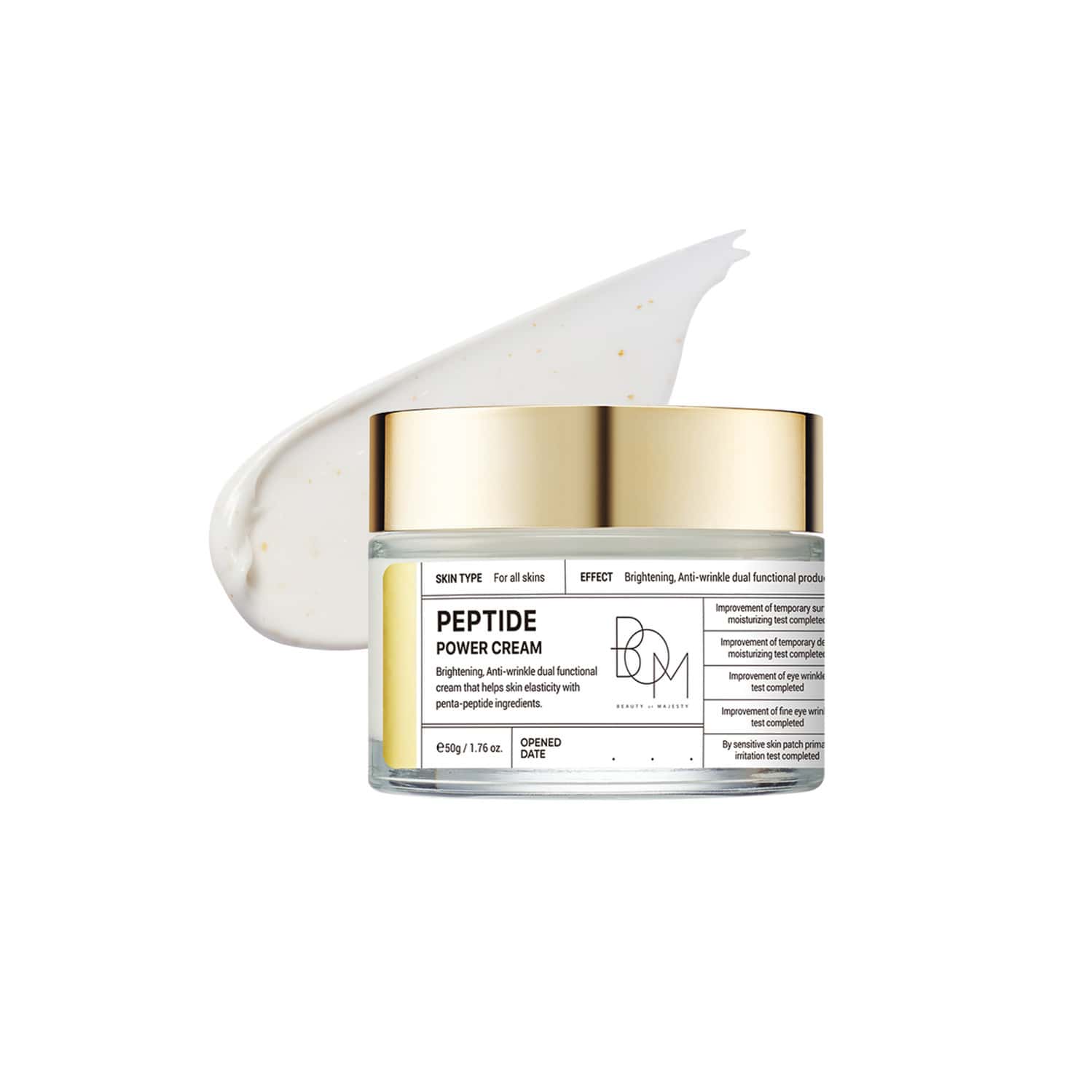 B.o.m Peptide Power Cream - Korean Skincare - For Moisturisation - Hydration - 50g